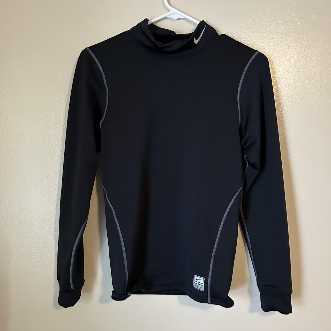 Nike Fit Therma black compression shirt with white... - Depop