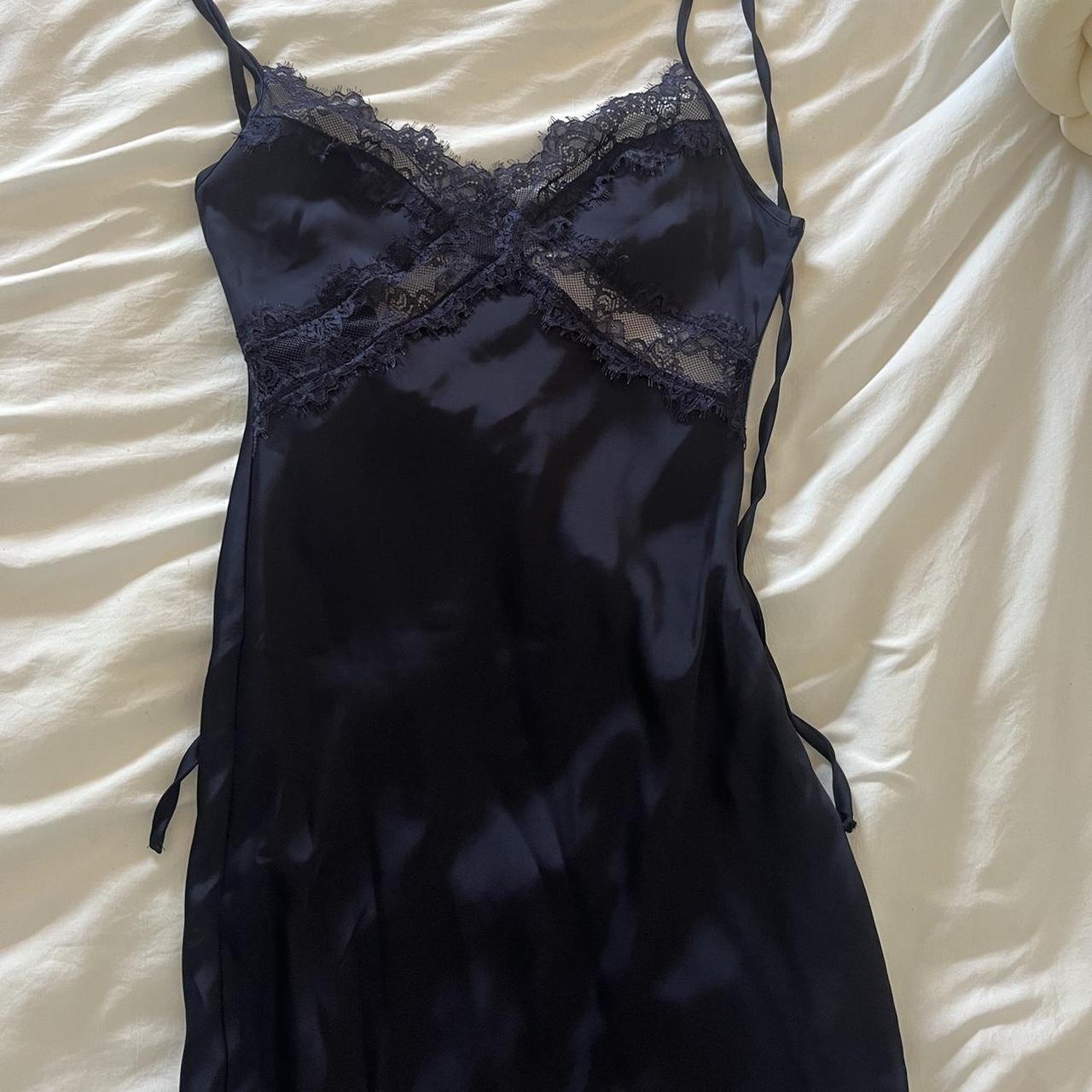 Princess Polly Navy Lace Silk Maxi Dress Never Depop