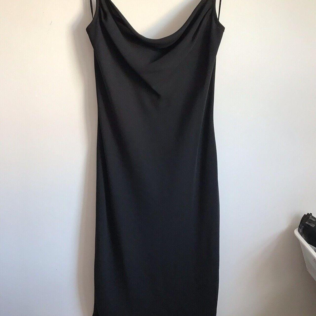 Y2K Cowl Neck Bias Cut Black New Look Dress Size 14... - Depop