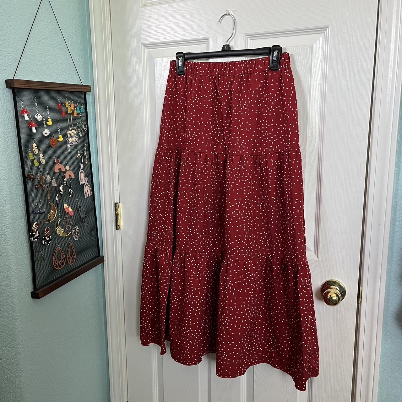 SHEIN red polkadot maxi skirt! the cutest, i used... - Depop