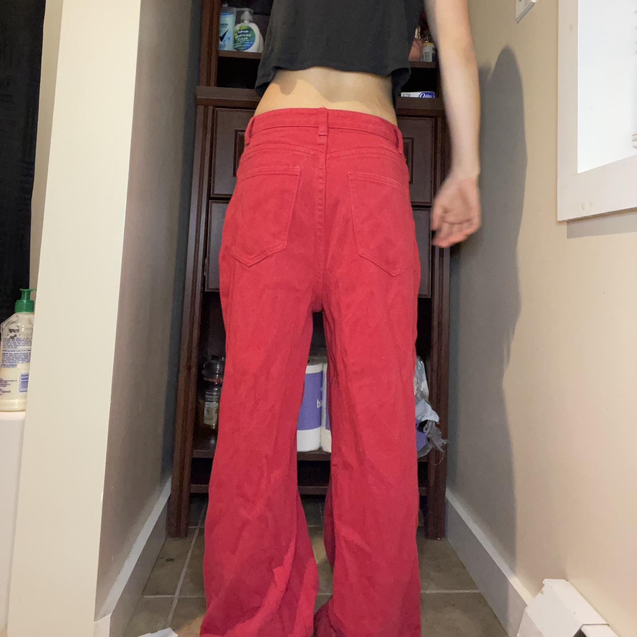 Shein red ripped baggy jeans... Depop
