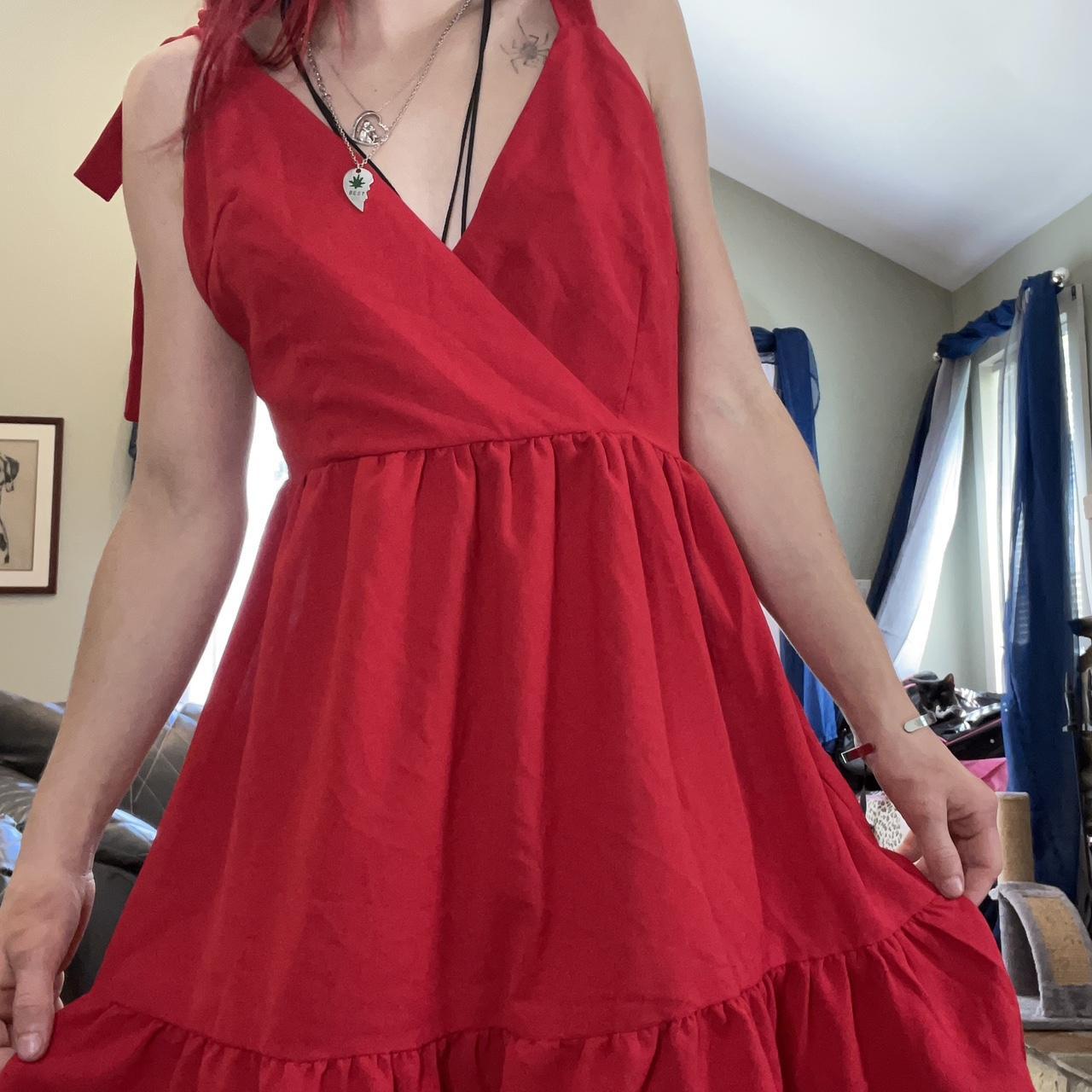 Red shein shoulder tie... Depop