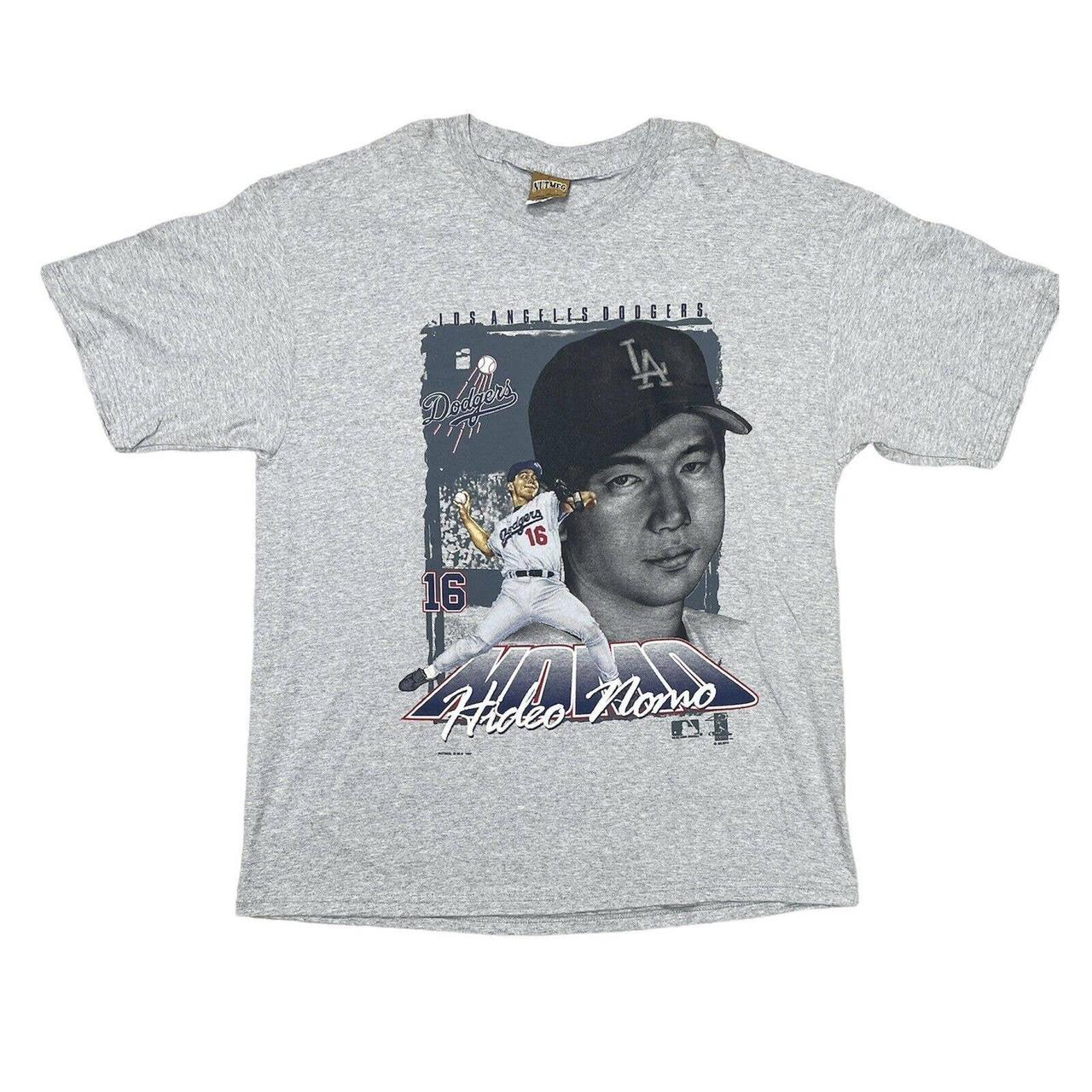 Vintage 90s Nutmeg Mills Hideo Nomo Dodgers T-Shirt... - Depop
