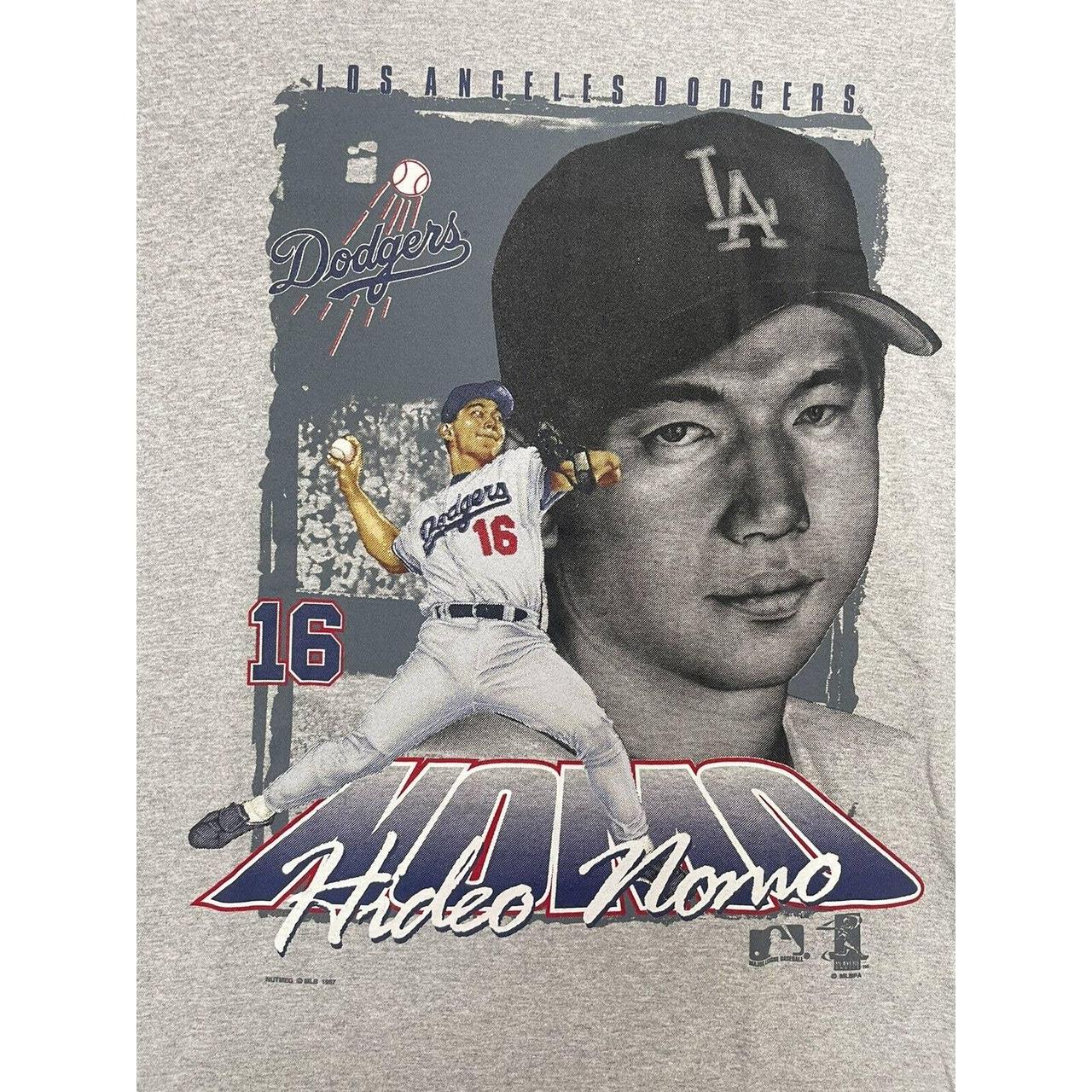 Vintage 90s Nutmeg Mills Hideo Nomo Dodgers T-Shirt... - Depop