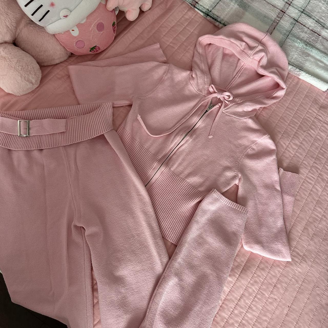 PINK SET cute pink 2 piece set, extra small can... Depop