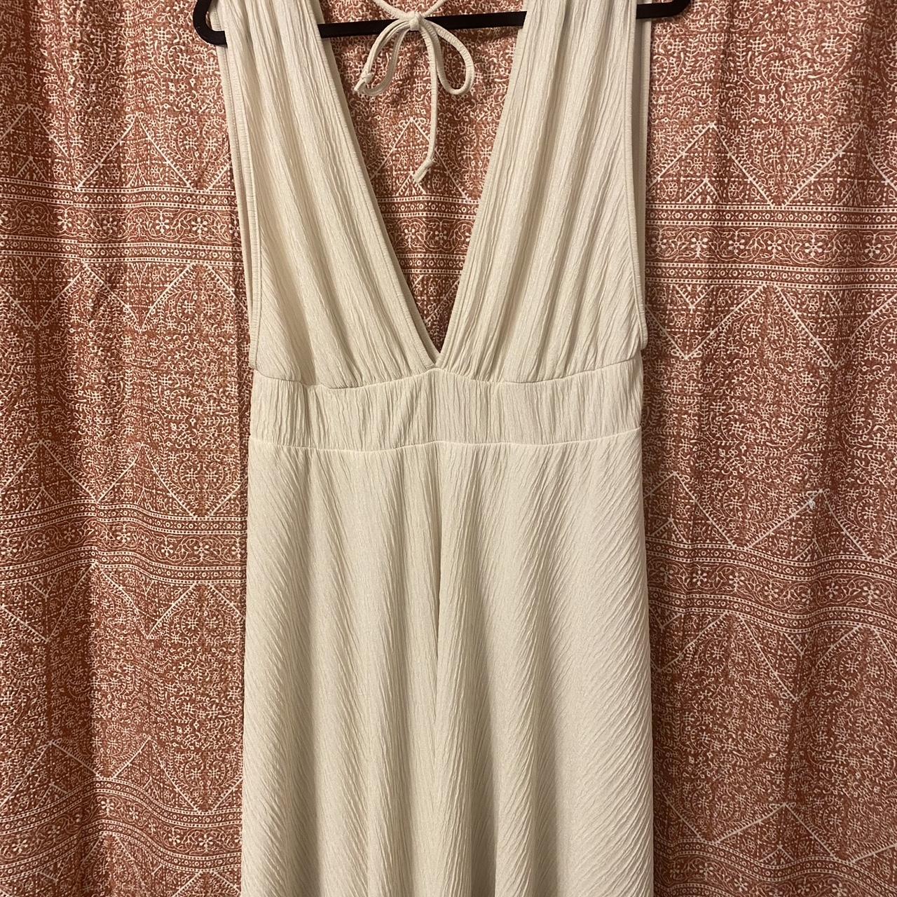 Shein plus size white dress size 2X very deep V cut... - Depop