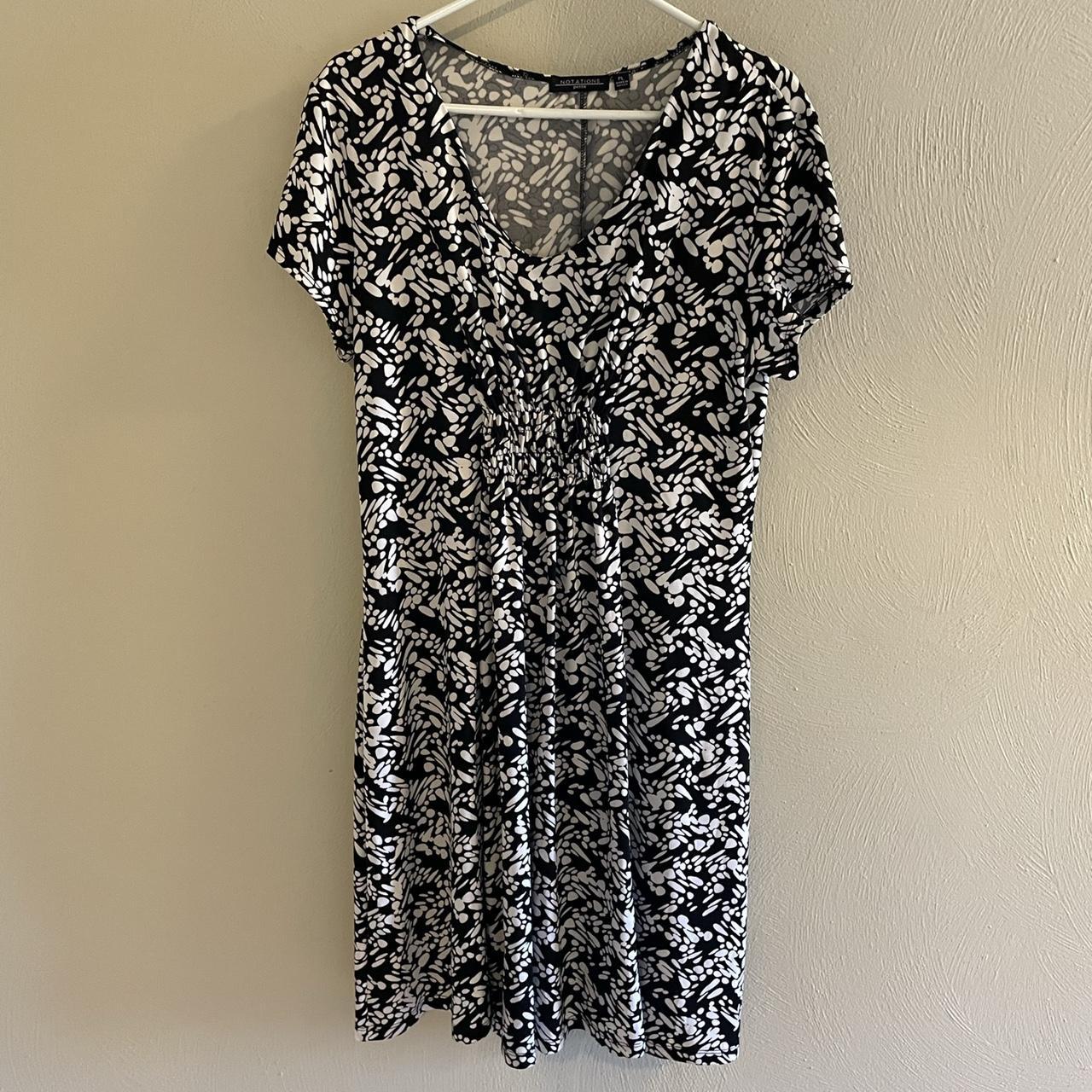 Notations Women's Black and White Dress | Depop