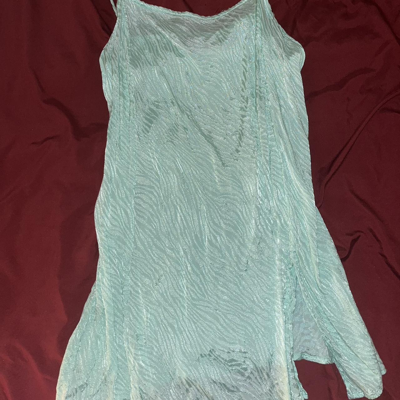 green zebra slip dress with a small front slit!... Depop