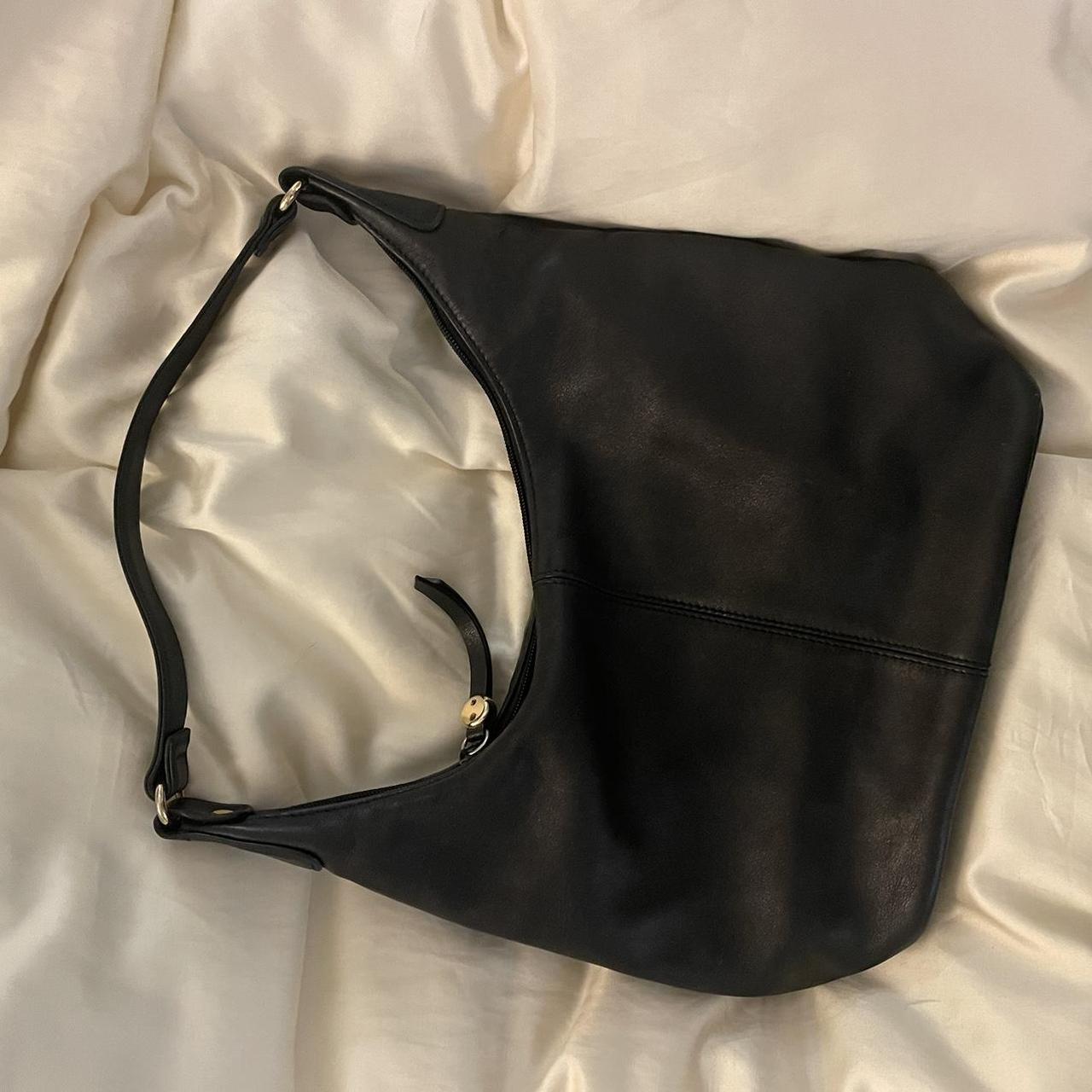 Vintage Minimalist Black Shoulder Bag Gold Accents... - Depop