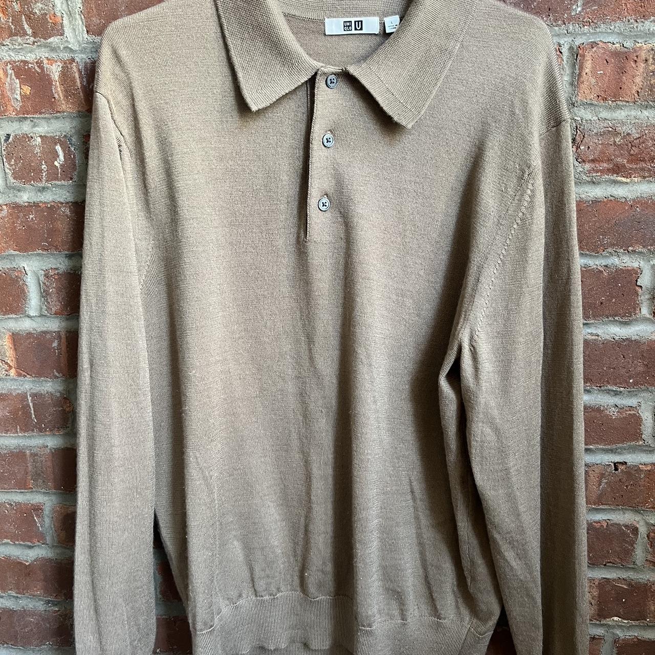 Uniqlo U by Lemaire Knit Polo Size Large Brown/tan... - Depop