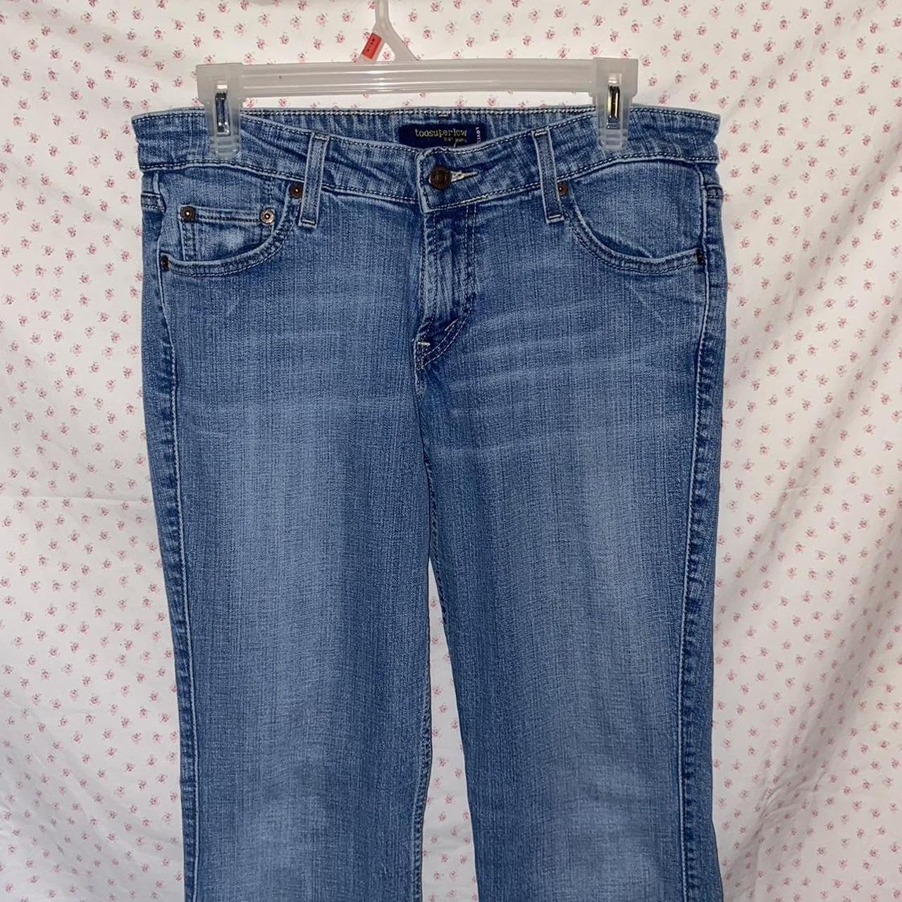 low rise flare jeans would love to keep but too big... - Depop