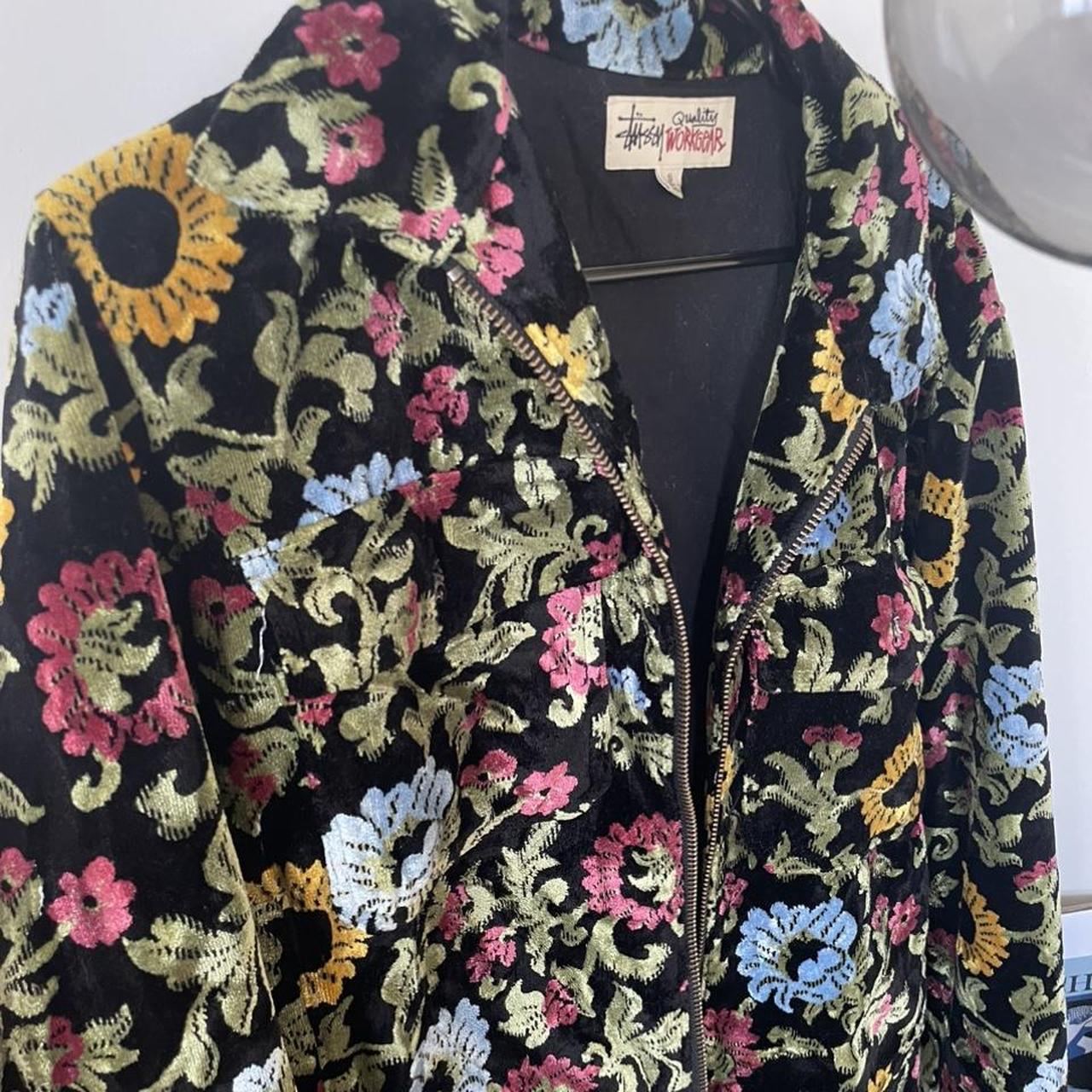 stussy FLORAL JACQUARD GARAGE JACKET XL - Gジャン/デニムジャケット