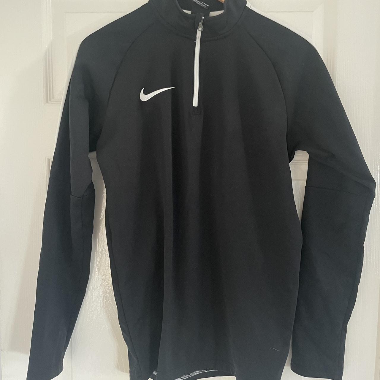 Small black and white Nike 1/4 zip. Neat fit. Used... - Depop