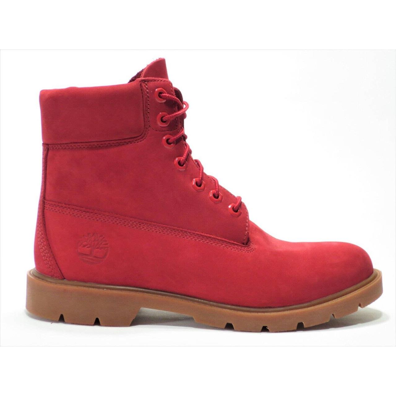 Timberland Men's Red 6 Inch Leather Boots Waterproof... - Depop