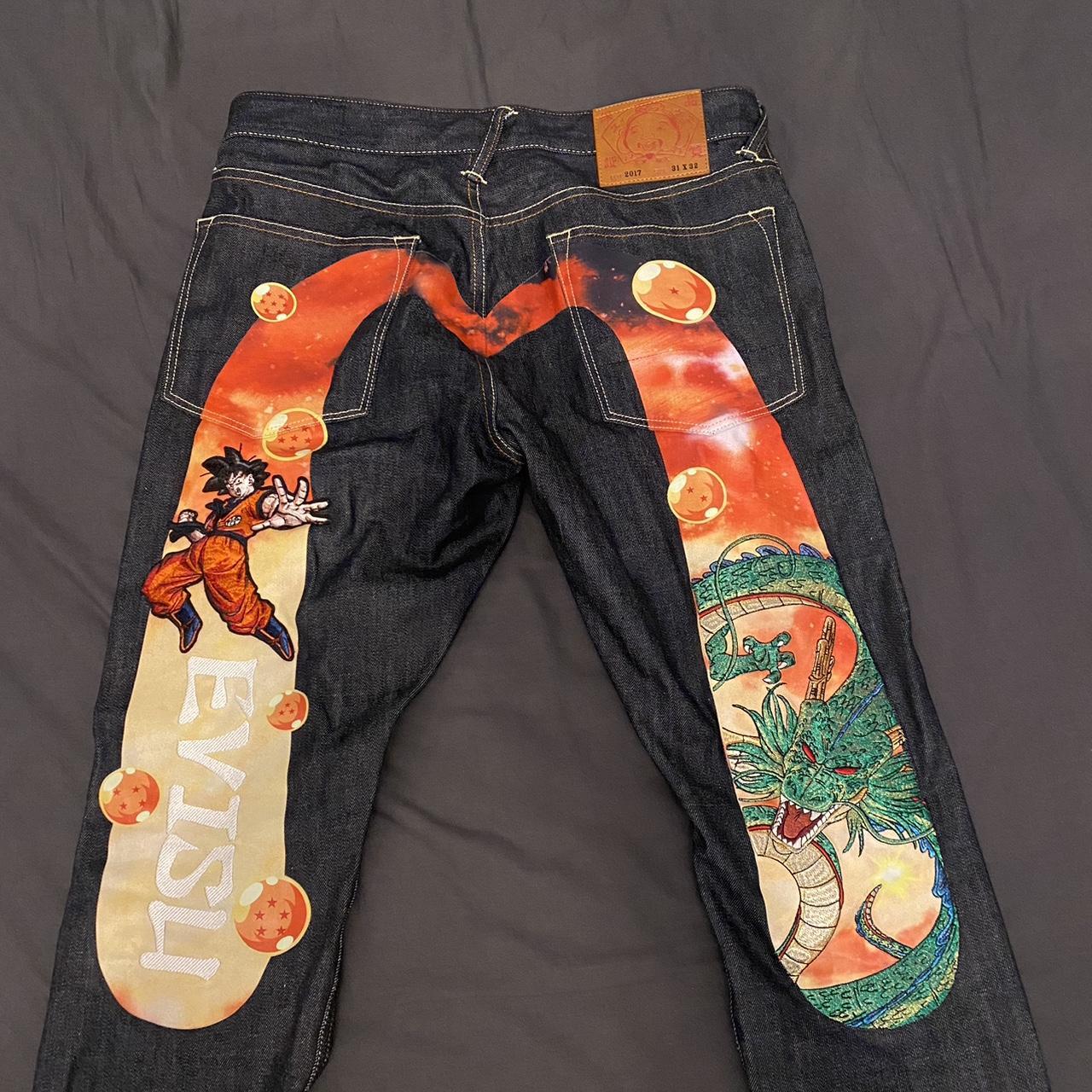 Evisu x dragon ball z jeans Size 31 x 33 Depop