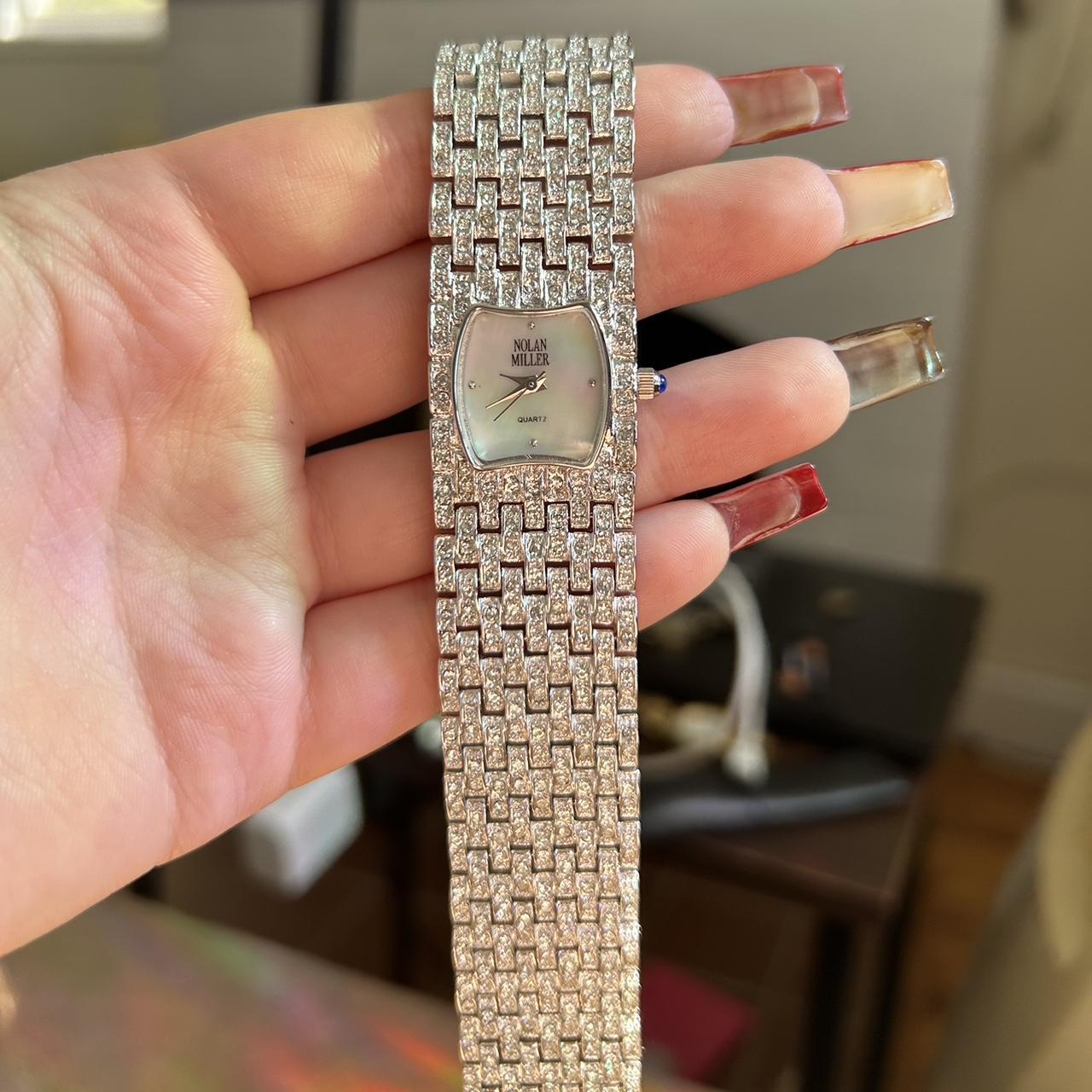 Beautiful vintage silver watch with a pave strap Depop