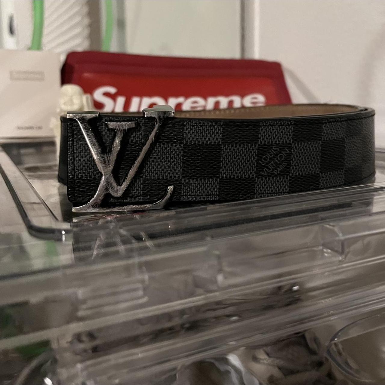 louis vuitton grey and black belt