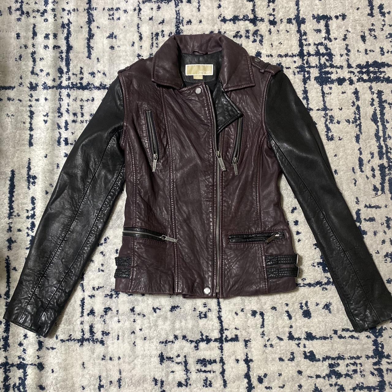 Michael kors deals purple leather jacket