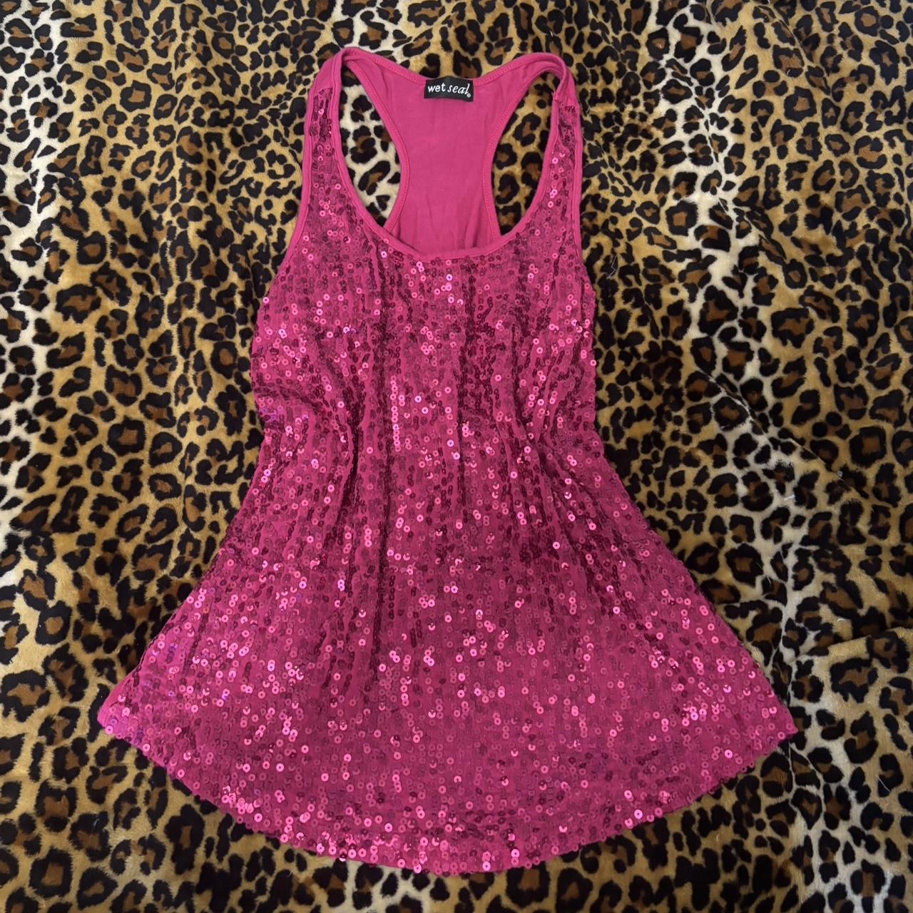 Wet Seal Women's Tank top - Pink - L – 2000s Wet Seal pink sequin mermaid tank …