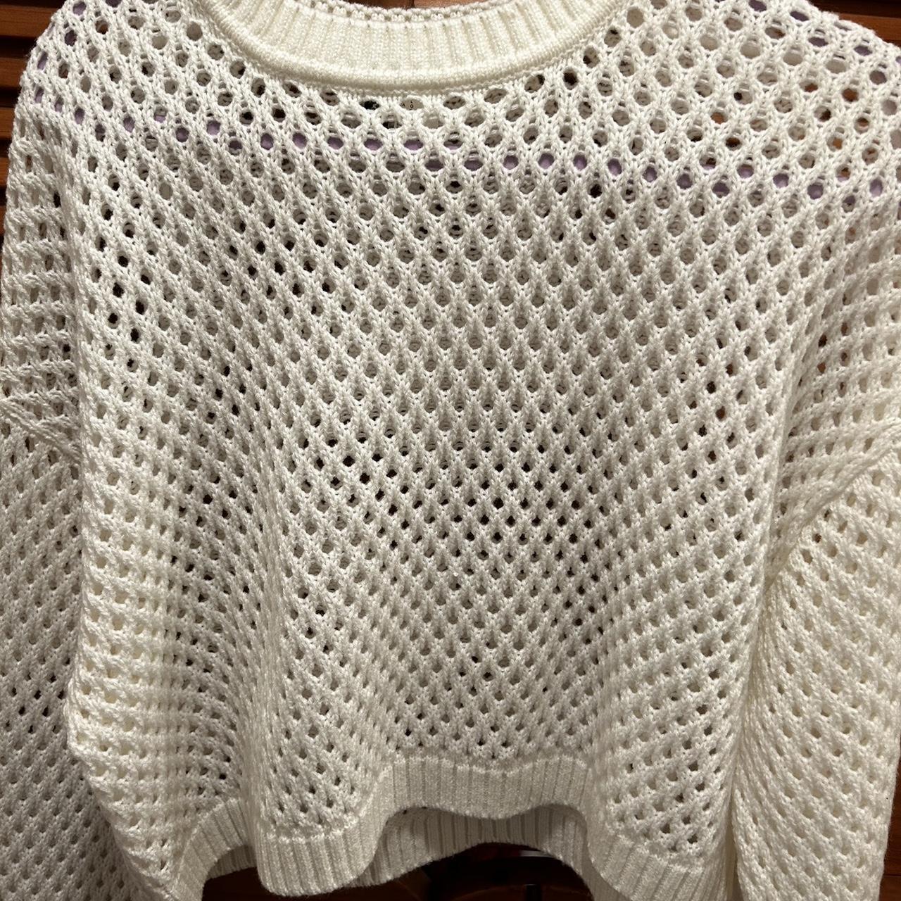 H&M white crochet sweater Size large Never worn - Depop