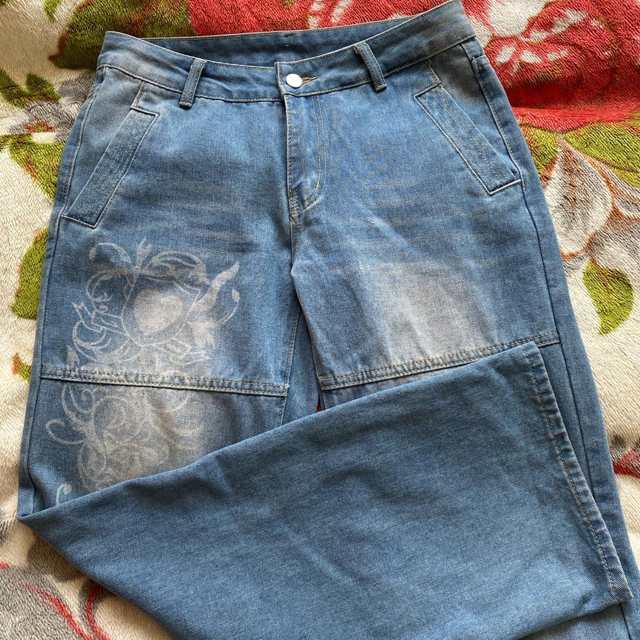 Cute y2k style jeans 💙 • Listed as a M -> would... - Depop