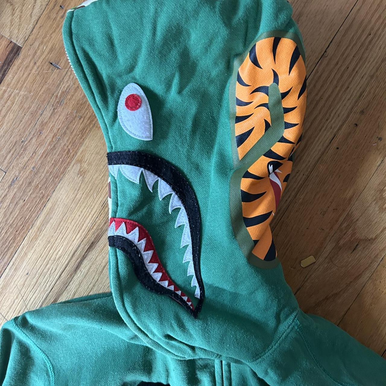 Authentic Rare Green Bape baby milo shark zip up | Depop