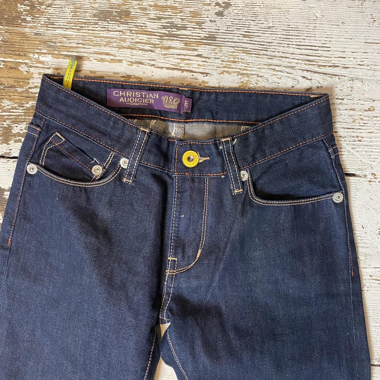Ed Hardy Men's Navy and Gold Jeans | Depop
