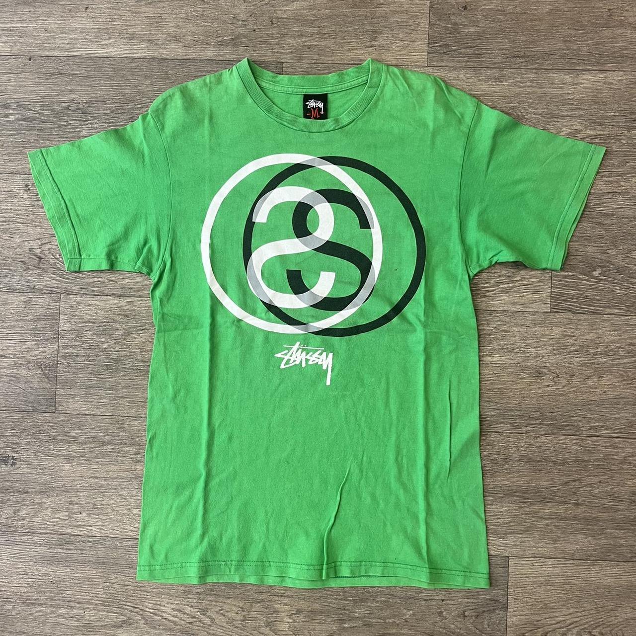 Stussy tee Green Stussy t shirt with double s logo... Depop