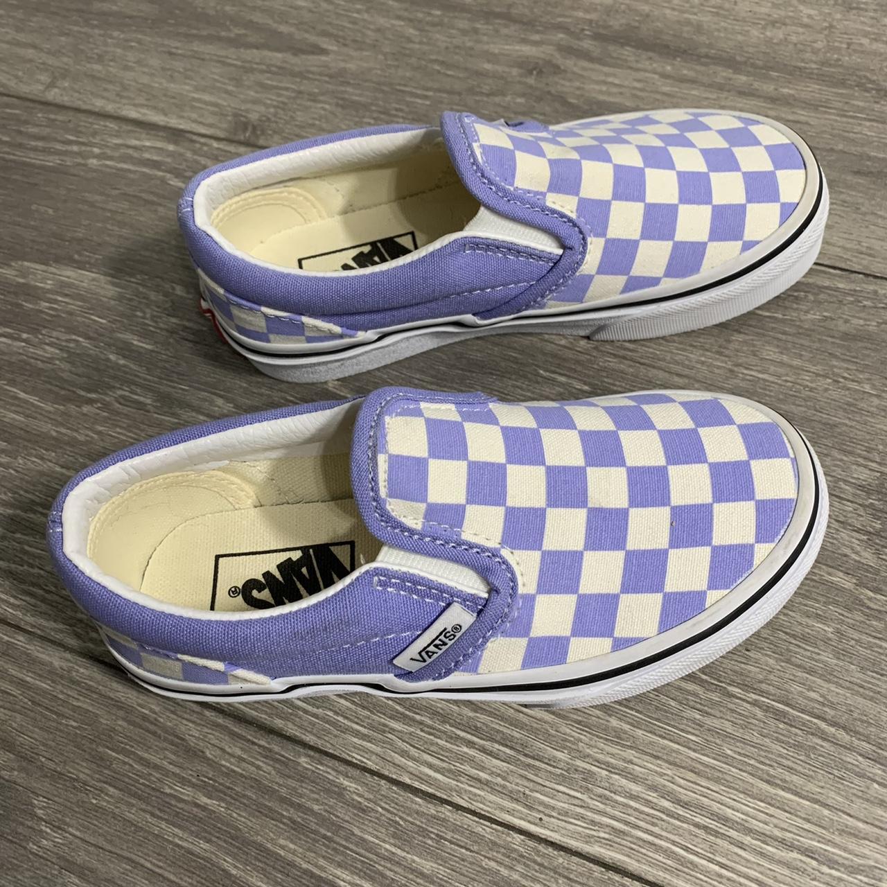 Vans purple best sale checkered slip on