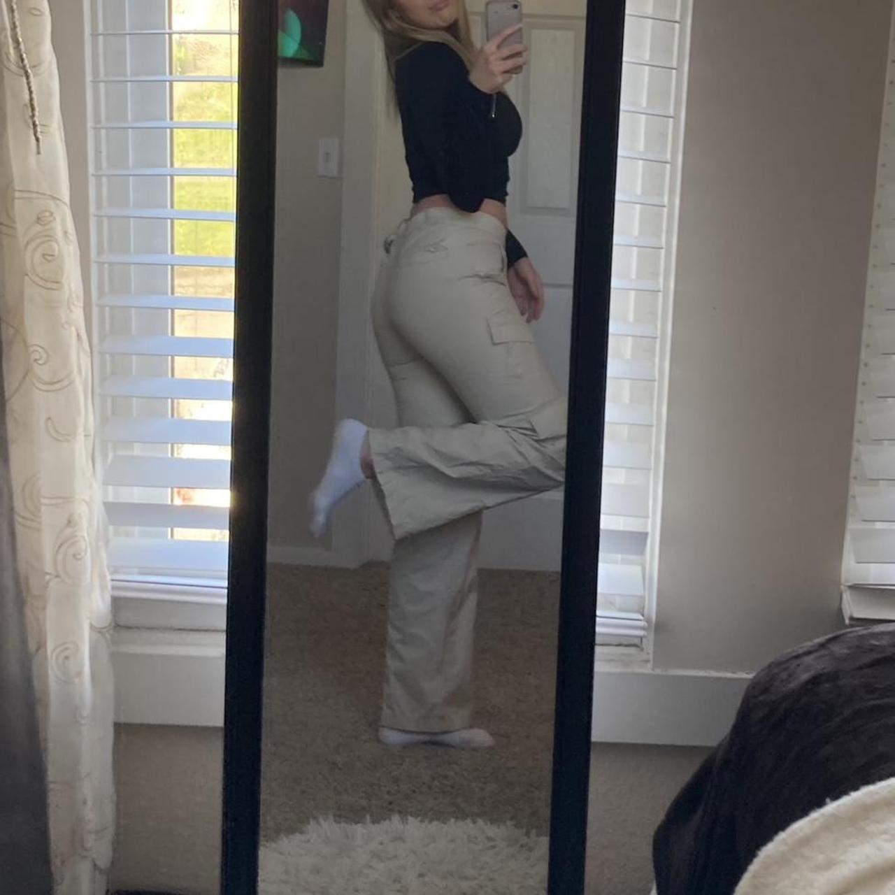 Cream cargo pants from PacSun are a stylish and... Depop