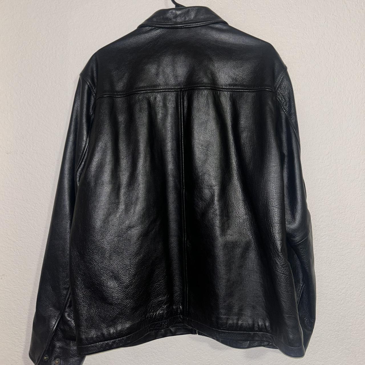 Large Black Charles Klein Leather Jacket - Depop