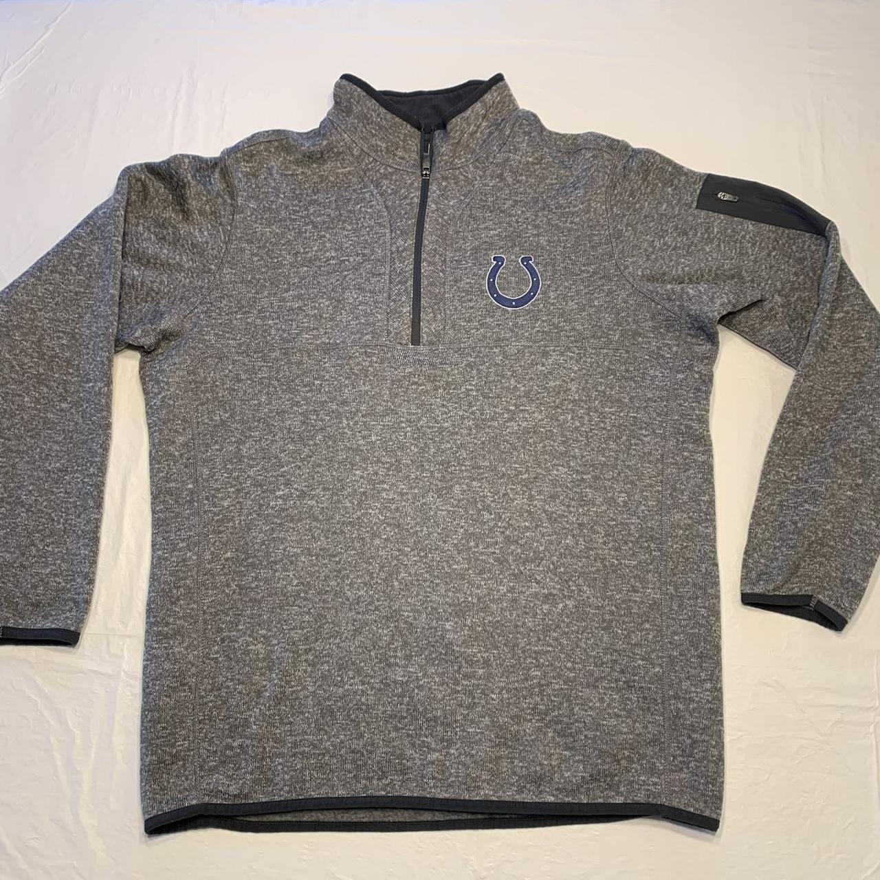 Antigua NFL Indianapolis Colts Gray 1/4 Zip Pullover - Depop