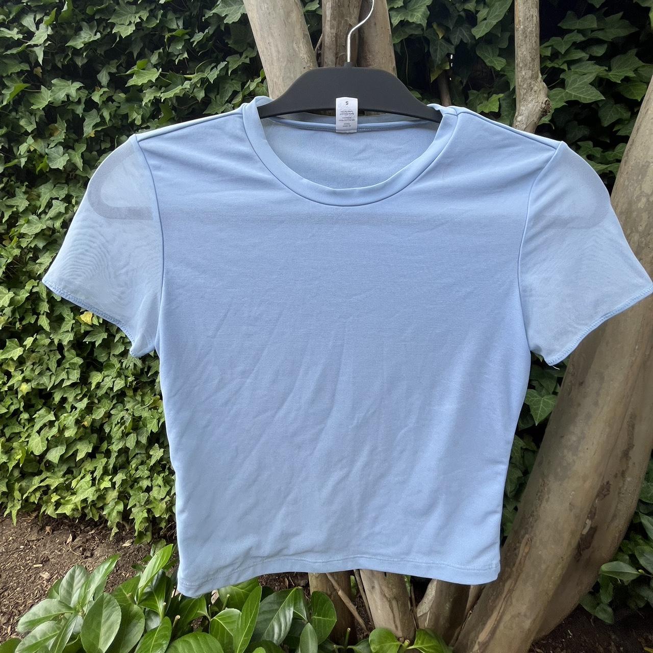 Adorable mesh baby blue baby tee from Parade. Nice... - Depop