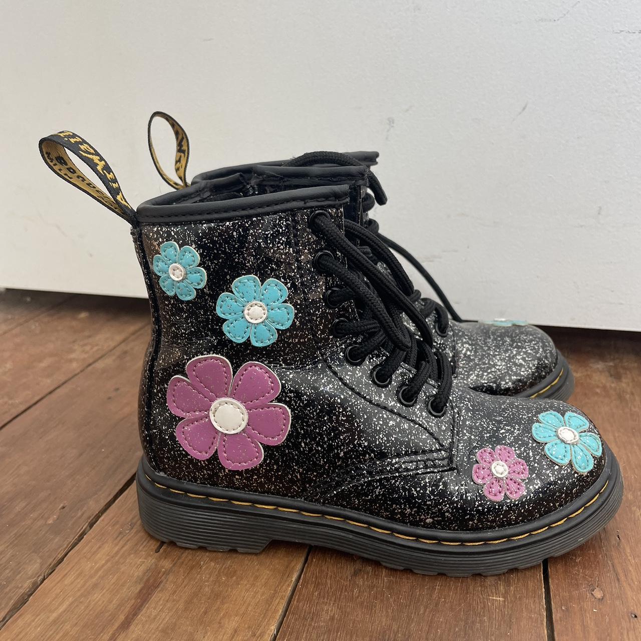 Children’s Doc Marten Boots. Black with sparkle and... - Depop