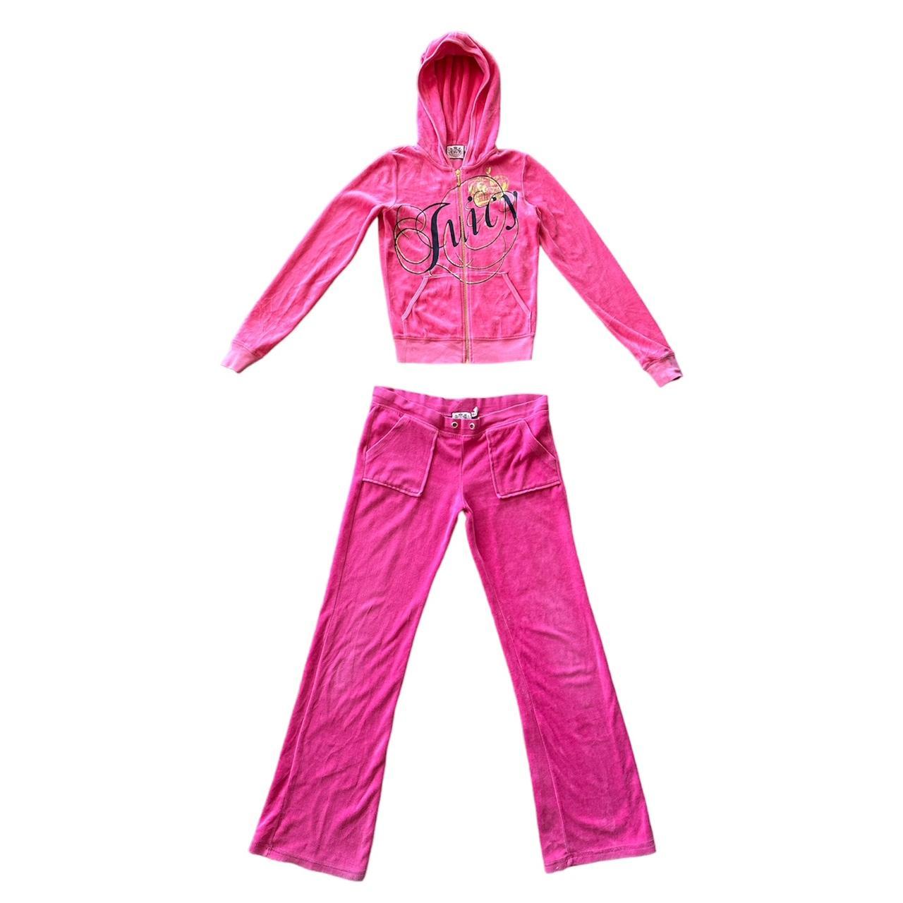Juicy Couture Set - Black Velour Flower Print Graphic Hoodie and track  pants
