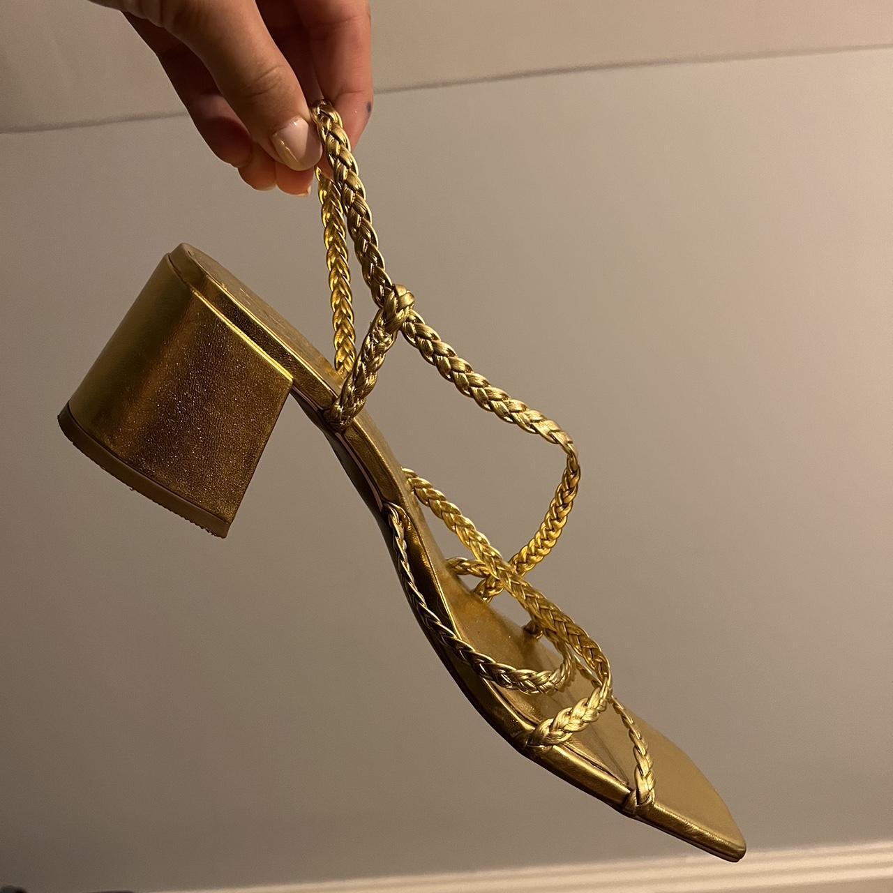 Zara discount gold sandals