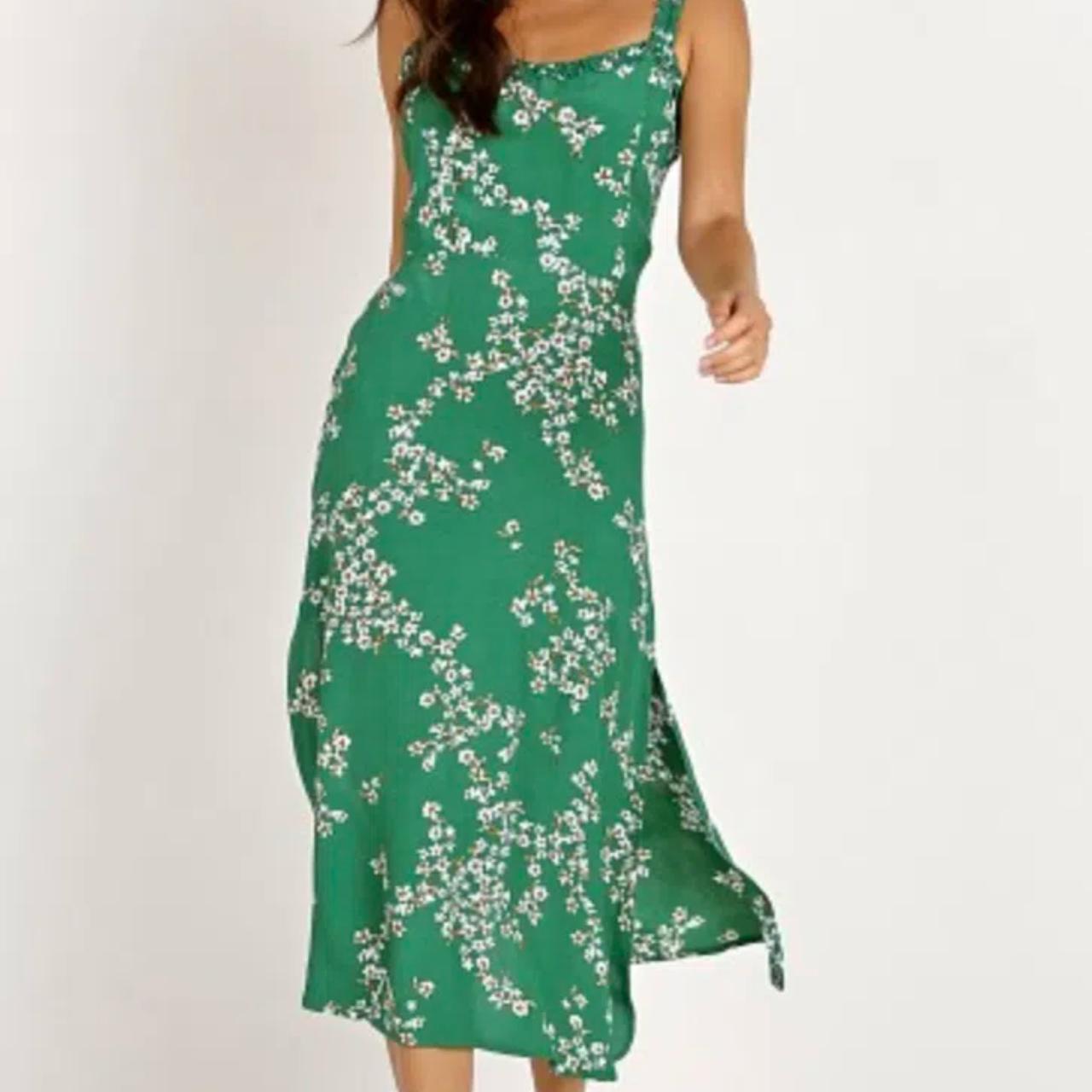 Faithfull the Brand Gizelle Green Floral Dress Depop