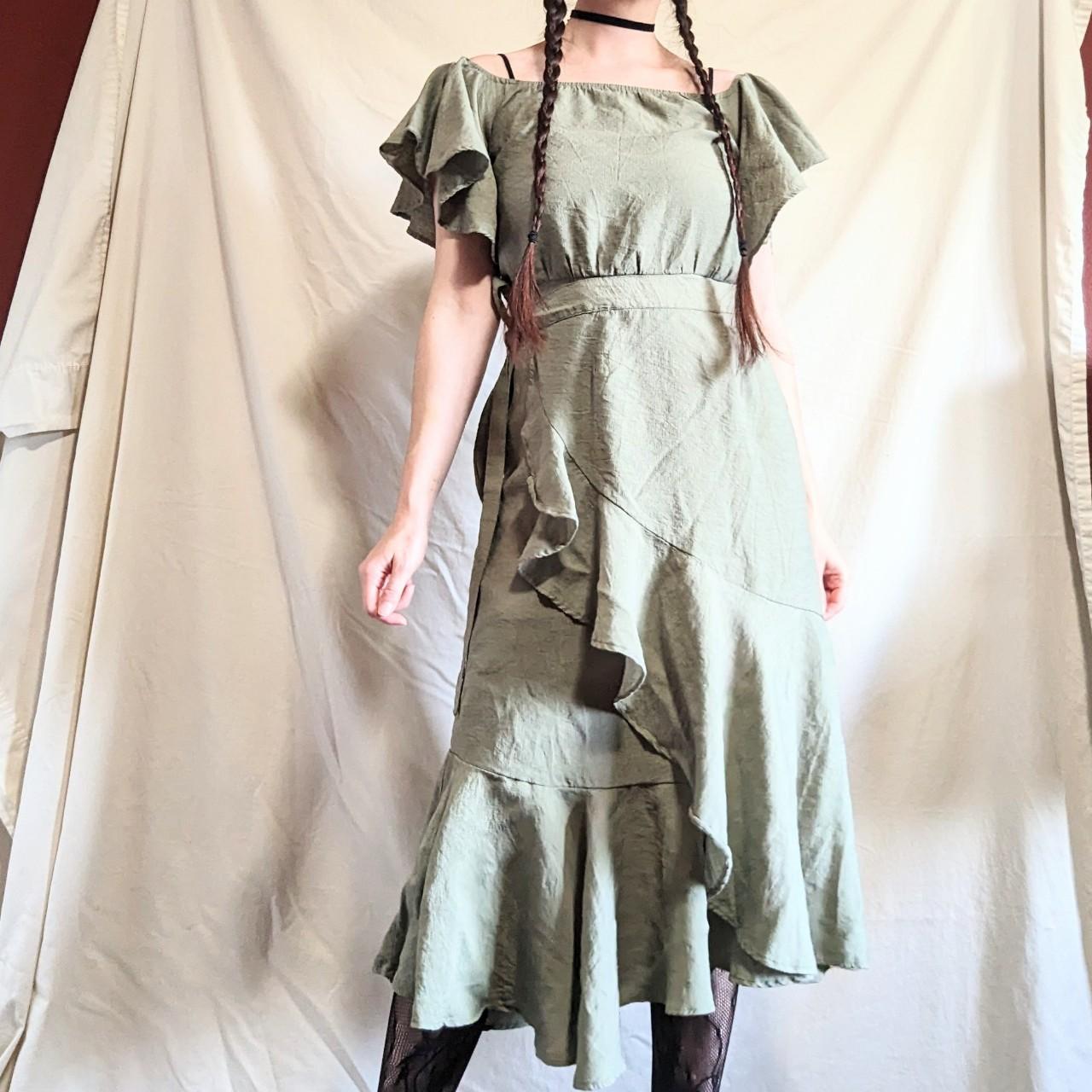 Cutest Fairycore Green Wrap Midi Dress Features Depop