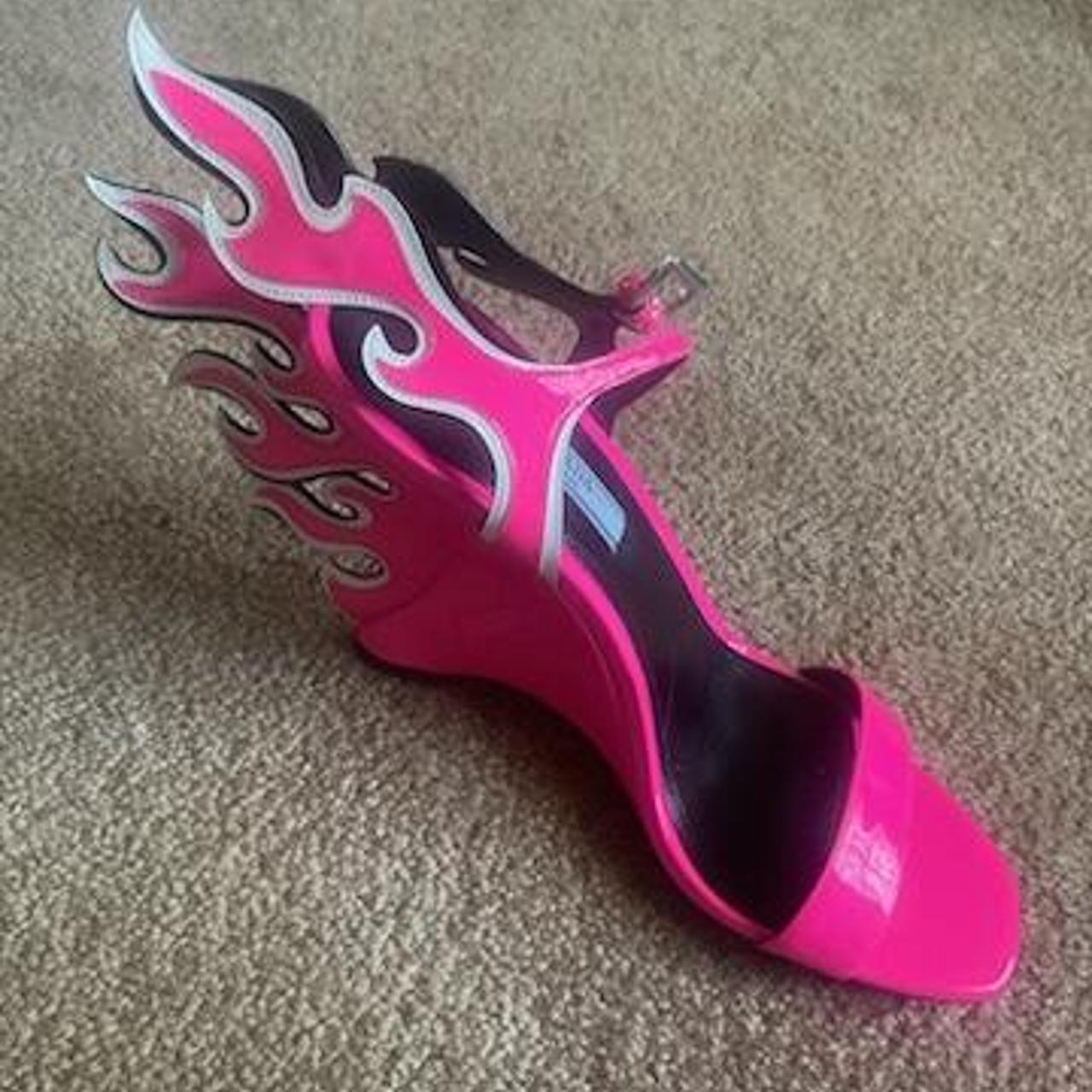 Pink prada 2024 flame heels