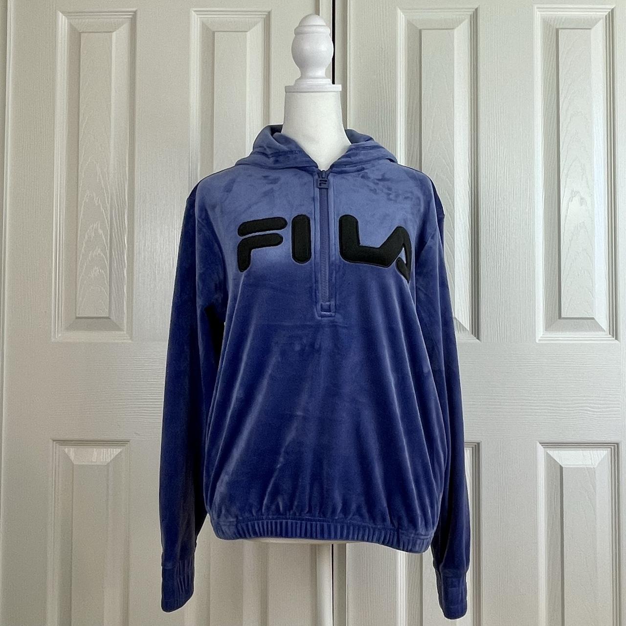 💎 Y2K Fila Velvet Blue Hoodie 💎 100% Authentic 💎... - Depop