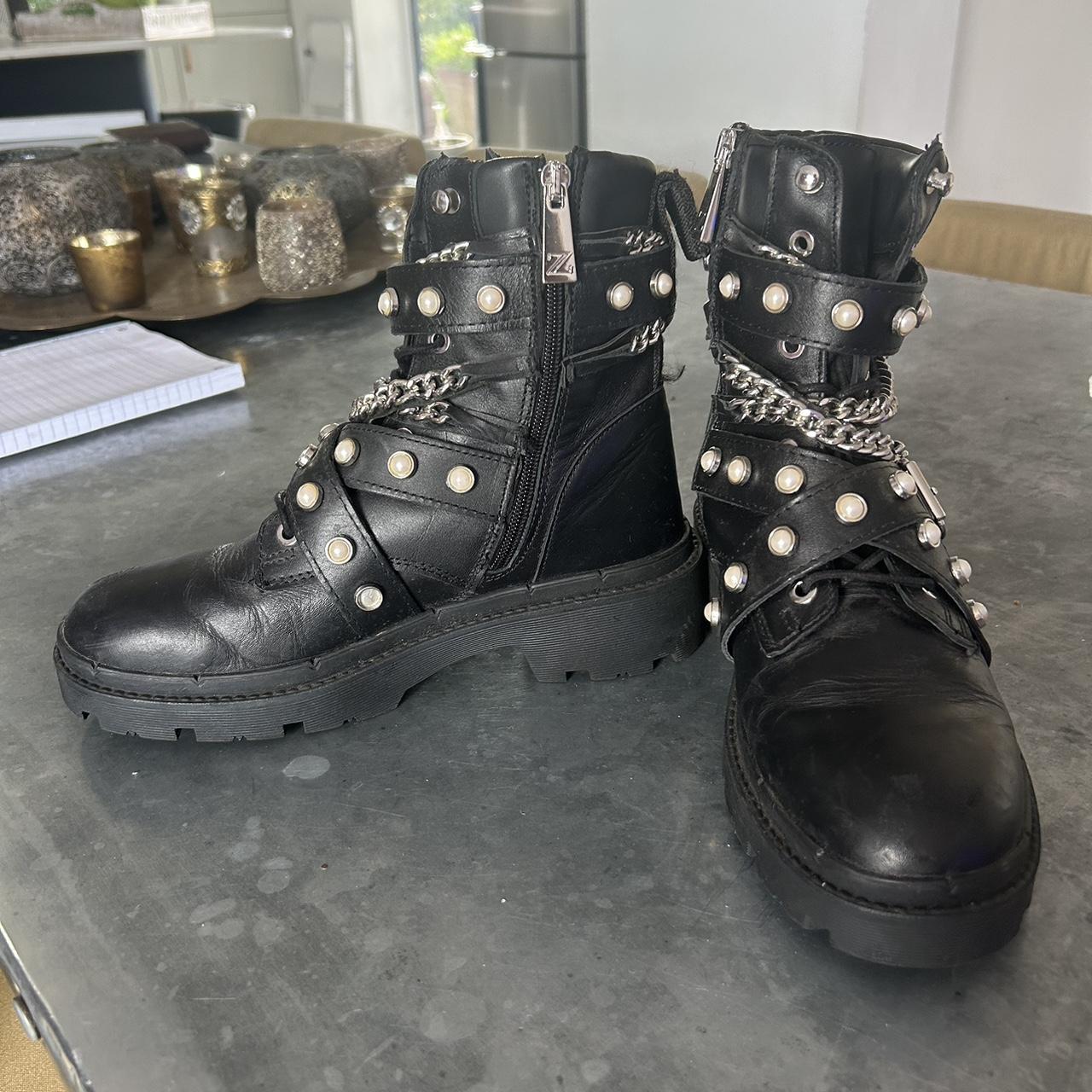 Zara studded biker store boots