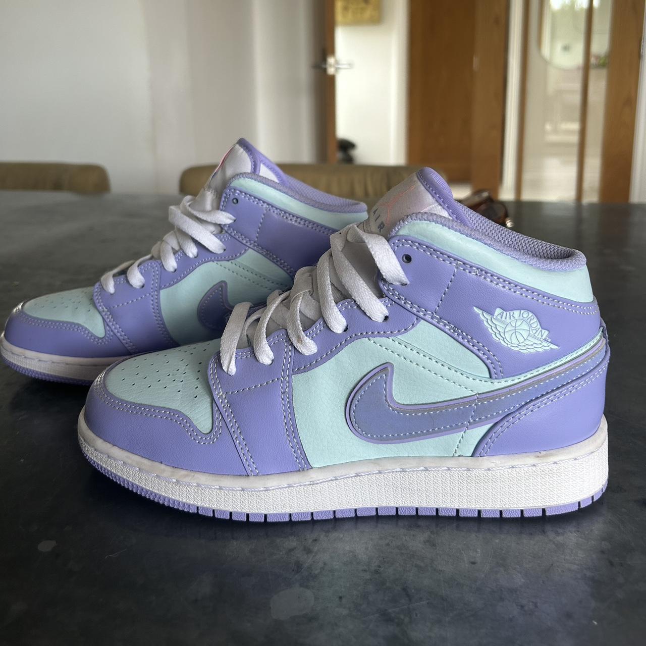 Air Jordan Mids Blue And Purple Super Cute Size 5 - Depop