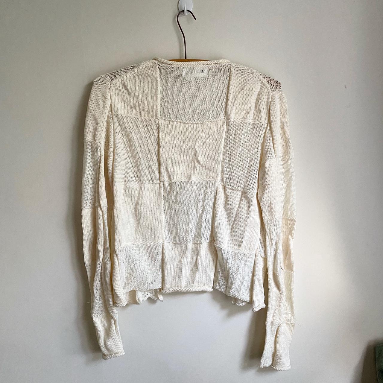 Vintage 2000’s Yohji Yamamoto cream knit patchwork... - Depop