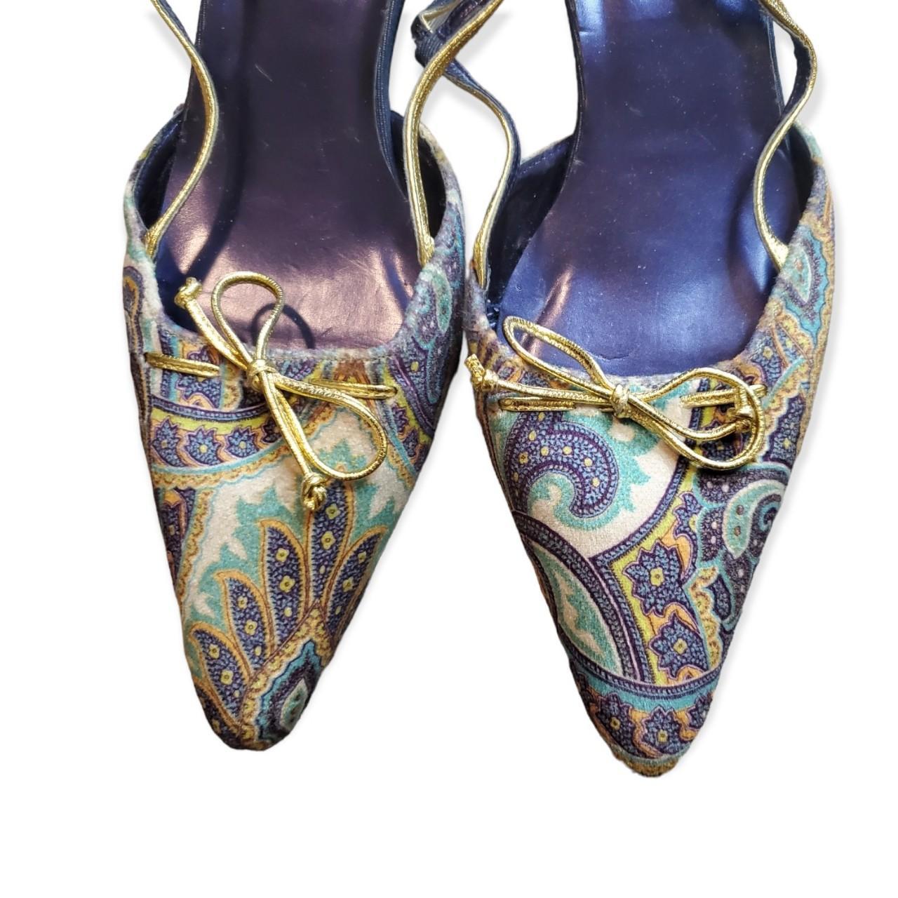 Women's Blue and Gold Mules (2)