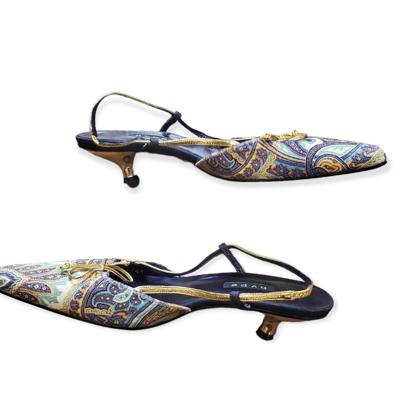 Women's Blue and Gold Mules (3)