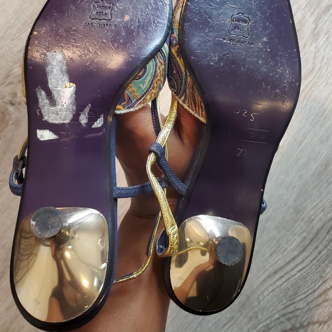 Women's Blue and Gold Mules (4)