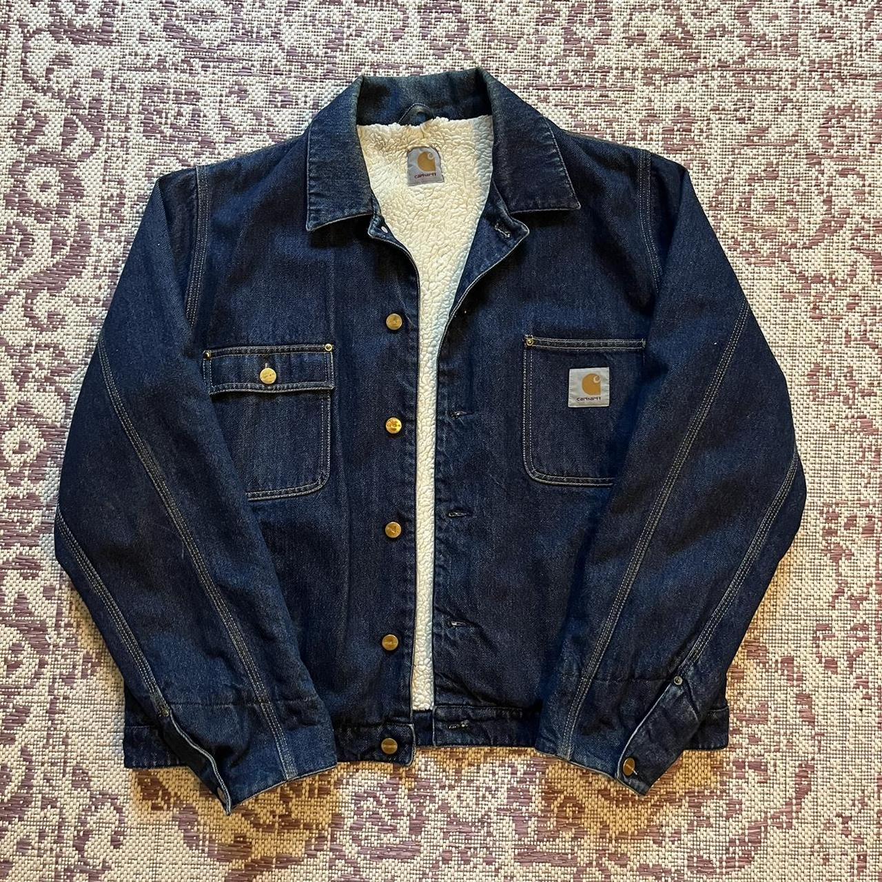 Carhartt Denim Jacket Fur Lined Large Pit To Depop 2771