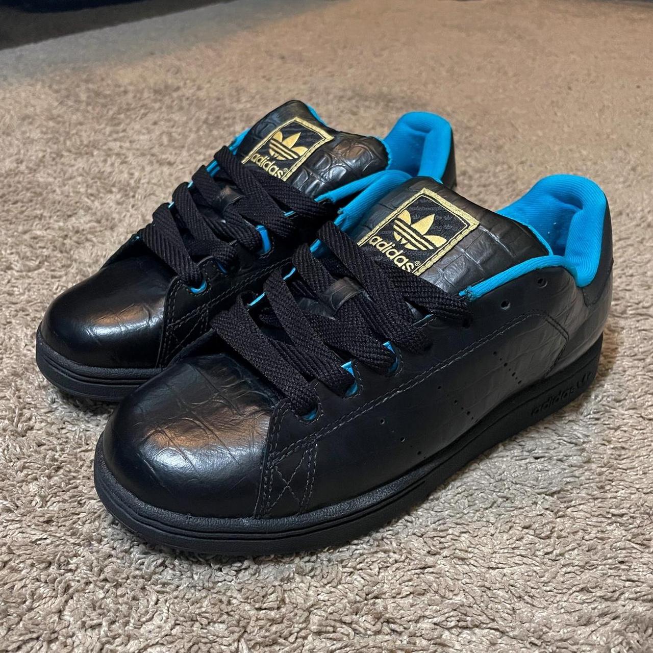 Adidas black and blue hot sale trainers