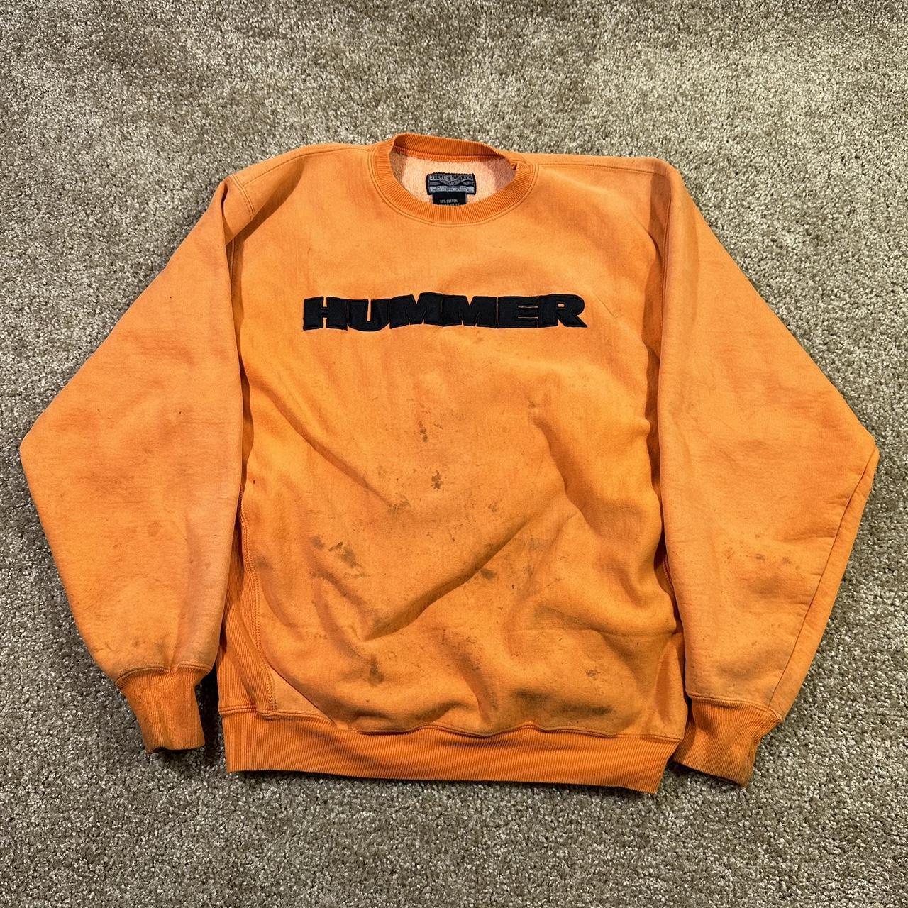 Vintage Hummer Orange Crewneck Sweatshirt Men's Size - Depop