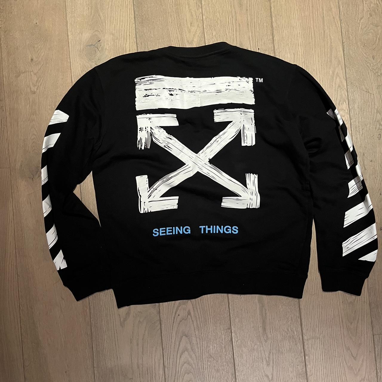 OFF WHITE MAIN LABEL CREWNECK SEEING THINGS c. Depop